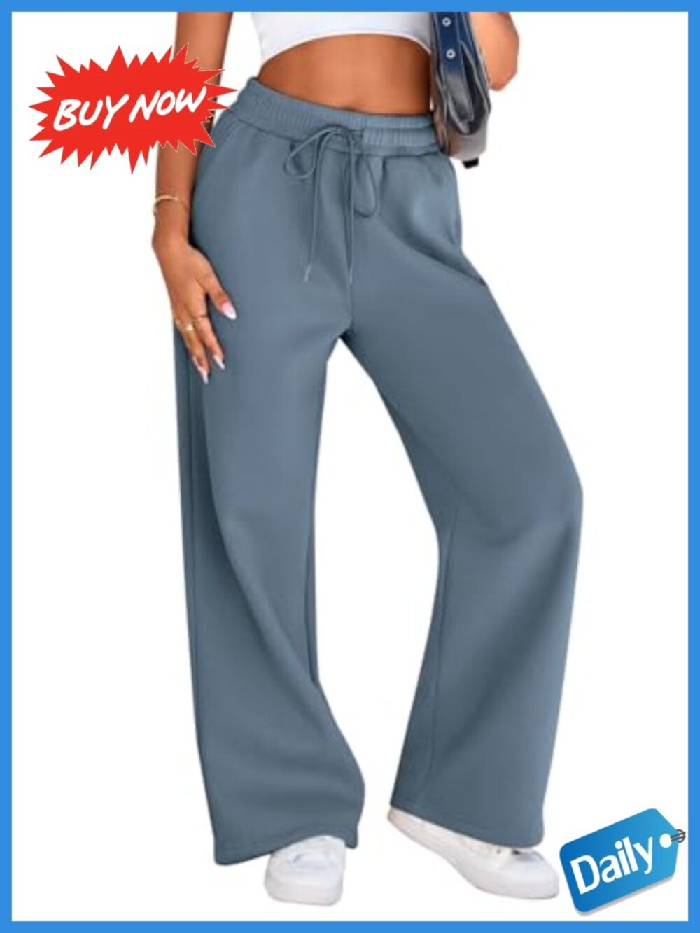 Wide Leg Sweatpants Fleece Lined Baggy Lounge Pants Pockets